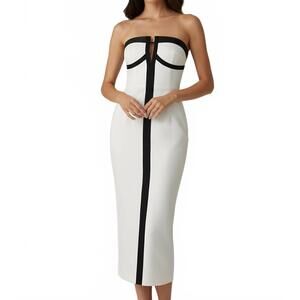 NEW RIVIR layla strapless pencil dress in black / white